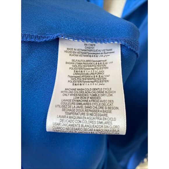 BCBGeneration Sz S NECK TIE A-LINE DRESS FLUTTER SLEEVE CHIFFON DRESS BLUE - Picture 13 of 13